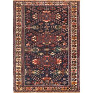 Alfombra de Lana Azul Kiaan Anudada a Mano con Patrón Geométrico, Alfombra Grande para el Hogar, Sala de Estar, Pasillo, Decoración, 9x12, Paem-1412 - Product Image 1