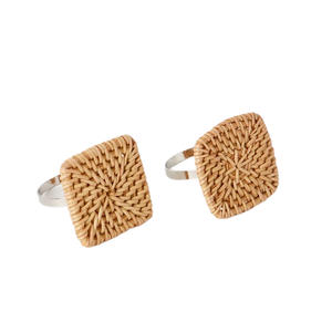Superior Quality Rattan <b>Square</b> Shape Napkin Rings Affordable Rattan Napkin Rings for <b>Table</b> Decoration - Product Image 1