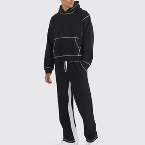 Chándales de gran tamaño para hombre de tela transpirable ligera con estampado de logotipo personalizado, ropa de Hip Hop para invierno, conjuntos al por mayor - Product Image 1