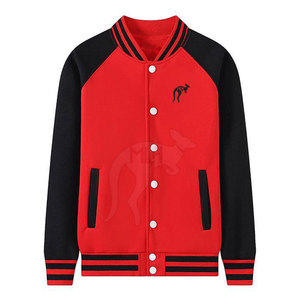 Veste Letterman pour hommes de couleur unie nouveau design de vêtements de rue chauds avec col montant et logo avant 100% coton - Product Image 1
