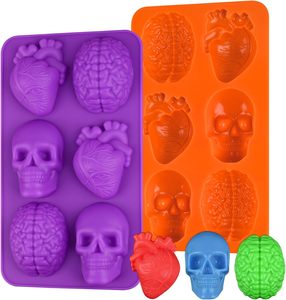 Naike Brain+Heart+Skull Halloween Human Organ Silicone Cake Molds 2 Pack Reusable Oven Safe for Jello Chocolate Brownies & <b>Soap</b> - Product Image 1