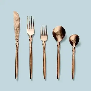 Nouveau design de luxe couverts en acier inoxydable martelés ensemble de couverts ustensiles cuillères fourchette couteau idéal pour la salle à manger - Product Image 6