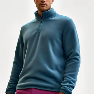 Comprar moda personalizada de manga larga liso hombres mujeres Golf Quarter 1/4 Zip Fleece Pullover Sherpa Fleece sudadera - Product Image 5