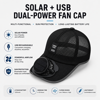 Casquettes de baseball solaires en gros avec ventilateur intégré, chapeau rafraîchissant d'extérieur, 3 vitesses réglables, rechargeable par USB, pour la pêche, la randonnée et le camping