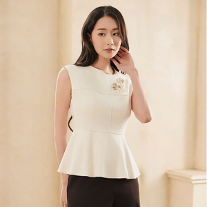 Blusa sin mangas Peplum para mujer Diseño de camisa elegante con dobladillo Peplum único - Product Image 1