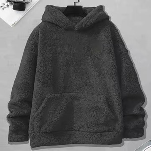 Sweat à capuche en peluche surdimensionné avec poches Pull floue Motif camouflage Col rond Sweat à capuche coupe ample pour hommes - Product Image 1