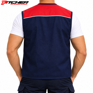 เสื้อกั๊กช่างก่อสร้างขายส่ง พร้อมช่องใส่เครื่องวิทยุและกระเป๋าสำหรับบุคลากรในสถานที่อุตสาหกรรม - Product Image 3