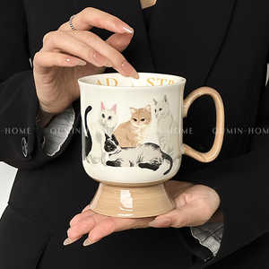 แก้วเซรามิครูปแมวขนาด 300 มล. แบบมีฉนวนกันความร้อน สวยงาม ใช้ซ้ำได้ สำหรับกาแฟและชา เหมาะสำหรับคู่รัก ใช้สำหรับอาหารเช้าและใช้ในบ้าน หรือเป็นของขวัญ - Product Image 2