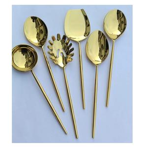 Ensemble de 3 ustensiles de cuisine en laiton pour la cuisson et le service, louche (spatule Karacrner (Palta) en laiton doré - Product Image 6