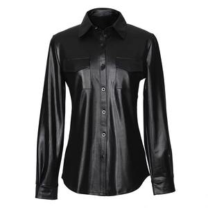 Camisas de Cuero PU para Mujer de Moda, Venta al por Mayor, Camisas de Moda Urbana, Camisa de Cuero Real de Invierno de Primera Calidad OEM - Product Image 6