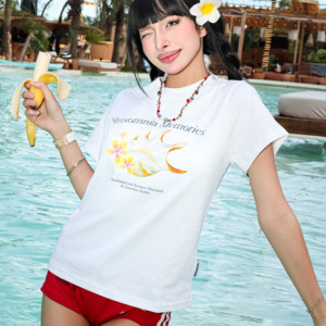 Camiseta de bebé con estampado de temporada de verano para mujer de algodón 100% respetuosa con el medio ambiente OEM ODM, tela tejida transpirable de longitud corta dulce - Product Image 4