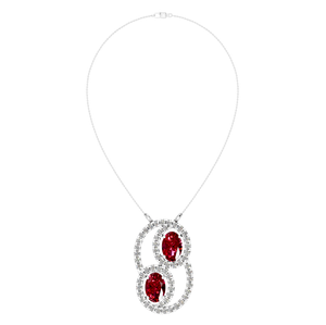 Tendance femmes laboratoire cultivé diamant rubis Double Halo pendentif collier 950 platine pierres précieuses bijoux fins pour elle - Product Image 3