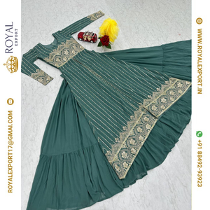 Presentación exclusiva de Faux Georgette con mayorista de trabajo de bordado pesado por Royal Export en Surat Gujarat - Product Image 3