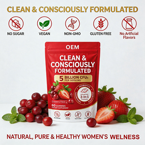 Gummies Probiotiques OEM/ODM au Bacillus Coagulans 2 milliards UFC, Bio, Sans Gluten, Naturel, Fraise, Sans Gélatine, 60 Gummies pour Femmes - Product Image 5