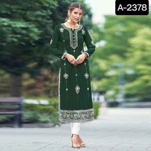 Indian and Pakistani Style Casual and Daily Wear Rayon Kurtis with Heavy Simple Embroidery Work Kurtis with Plazzo Set for Women - Product Image 5