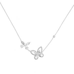 1.94 Ct <b>Double</b> Celestial Infinity <b>Necklace</b> with Butterfly Hand Crafted 14K White Gold Custom Size Diamond <b>Necklace</b> - Product Image 2