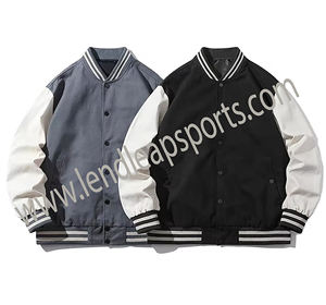 Chaqueta Varsity de Invierno Personalizada de Alta Calidad para Hombre con Cuello Alto y Logotipo Frontal, Tejido de Lana de Secado Rápido - Product Image 3