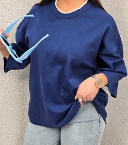 เสื้อยืดคอกลมเทอร์รี่คอตตอน100% โอเวอร์ไซส์ใส่ได้ทั้งชายและหญิงพิมพ์ลายด้านหน้าสำหรับสวมใส่ในชีวิตประจำวัน - Product Image 2