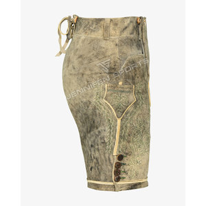 ของแท้ Herren หนังนิ่มหนังบาเวเรียผู้ชาย Lederhosen ปุ่มสั้นปิดด้านหน้าเย็บปักถักร้อยด้านข้างและกระเป๋าด้านหลังเข็มขัด Loops - Product Image 3