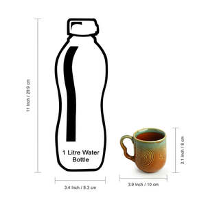 Peacock Boulevard Hand-Engraved <b>Ceramic</b> Coffee Tea <b>Cups</b> Modern 180 ML Microwave Safe Set of 6 Caramel Brown & Sea Green India - Product Image 6