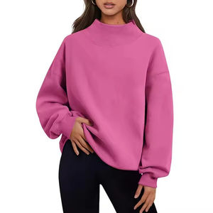 Sudadera Oversize Personalizada OEM para Mujer, Cuello Alto con Abertura Lateral, 100% Algodón, Ropa Deportiva para Invierno - Product Image 5