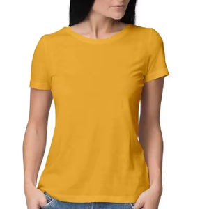 T-shirts pour femmes de haute qualité Usine en gros Couleur unie personnalisée Nouvelle arrivée Design décontracté Imprimer Vêtements décontractés - Product Image 2