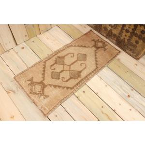 Tapis turc vintage 1,6x3,2 pi (48x97 cm), tapis persan brun - Product Image 1