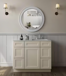 Wholesale Professional Single Bathroom Vanity White Shaker Kitchen Cabinet <b>Melamine</b> <b>Board</b> Carcase for Home Use - Product Image 3