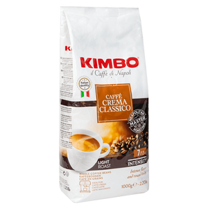 Café en grains entiers de qualité fraîche Kimbo Caffe Crema Classico Premium Rôti italien Goût équilibré Mélange aromatique Paquet de 1kg - Product Image 6