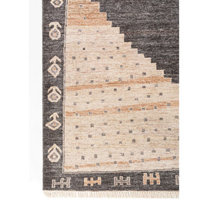 Alfombras de Lana Anudadas a Mano, Color Azul Tomillo, Patrón Geométrico Abstracto, para Entrada del Hogar, Modelo Rectangular Tipo Rompecabezas 9x12, Técnica Hecha a Mano - Product Image 4