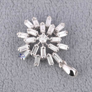 Colgante de diamante de moissanita de corte Baguette de Plata de Ley 925 de alta calidad para mujer, probador de diamantes de diseño personalizado - Product Image 5