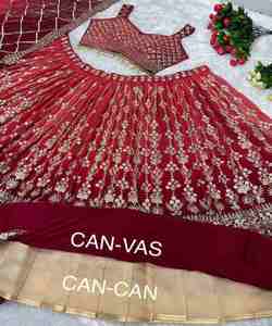 Travail de broderie le plus attrayant georgette tissu lehenga choli avec dupatta vêtements de mariage pour les femmes le plus bas prix vêtements ethniques - Product Image 6