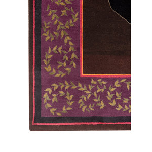 พรมขนสัตว์และไหมถักมือสีเบจและสีน้ำตาล รุ่น Majnun รูปทรงสี่เหลี่ยมผืนผ้า ทำจากฝ้ายออร์แกนิก สำหรับห้องนั่งเล่น ดีไซน์ลายปอกระเจาแบบแปลกใหม่-Sns-7040 - Product Image 4