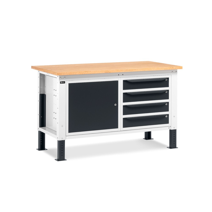 WORK15 Woodworking Bench with 1 Drawer and 4 Drawers 1 Cabinet with Door Durable and Practical Workstation