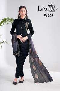 Latest Designer Satin Georgette Handwork Printed <b>Kurti</b> Set by Fab Zone Indian & Pakistani Clothing - Product Image 3