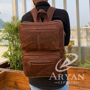 Vente en gros de sac à dos pour ordinateur portable en cuir pleine fleur de grande capacité pour hommes sac à dos de voyage en cuir véritable de haute qualité sac à dos - Product Image 1