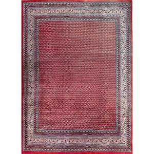 Aalam Hand Knotted <b>Wool</b> Rugs <b>Red</b>/white Geometric Abstract Kilim Home Entryway Hallway 10x13 ft Rectangle Pakistan C.1980 Model - Product Image 1