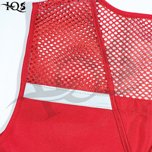 Chaleco de Seguridad Reflectante Rojo para Hombre, Ropa de Trabajo de Alta Visibilidad de Poliéster con Bolsillos - Product Image 4