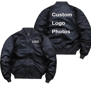 Blouson zippé imprimé bricolage unisexe Logo personnalisé Bomber épais à col montant tissu toile saison d'hiver motif coupe-vent fin - Product Image 2
