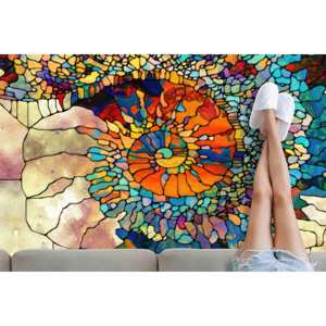 Tapis imprimé fractal abstrait, décoration de bureau moderne en chenille, tapis en velours - Product Image 2