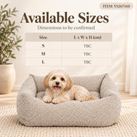 Yangyangpet Boucle Beige Rechteckiges Hundebett mit Gestepptem Kissen