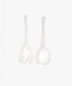 Bol en résine époxy artisanale en tourbillon blanc ensemble de service à salade grande cuillère à salade et fourchette ensemble de vaisselle vaisselle - Product Image 4