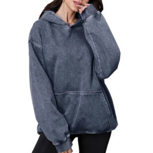 Pull à capuche vintage délavé pour homme Sweat à capuche décontracté surdimensionné Streetwear avec poche kangourou et manches longues - Product Image 4