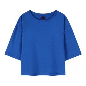 เสื้อยืดครอปท็อปผู้หญิง ปี 2026 แขนสั้น คอกลม สีพื้น ทรงหลวม สวมใส่สบาย ผ้าเจอร์ซีย์ 100% ผ้าฝ้าย ใส่ได้ทุกฤดู - Product Image 3
