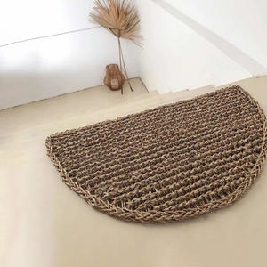 Tapis de bienvenue en paille demi-cercle tapis en raphia naturel tapis demi-ronds en jonc de mer les moins chers pour l'entrée de la porte - Product Image 1