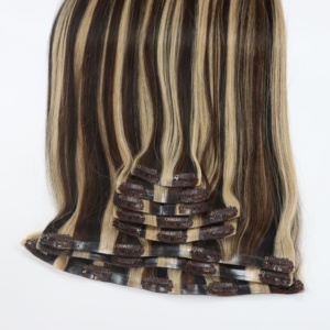 APOGROUP Extensions de cheveux humains à clipser sans couture, 100% vierges vietnamiennes Remy, naturelles, double épaisseur, vente en gros d'usine, meilleur prix, 10 pouces - Product Image 1