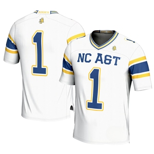 Camiseta de fútbol informal de Carolina del Norte A & T blanco 100% algodón tejido ecológico transpirable estampado frontal de talla grande - Product Image 1