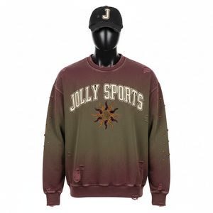 Sudadera Premium con Lavado Ácido, 350GSM, Felpa de Algodón Grueso, Colores Degradados, Estilo Desgastado, Logotipo Bordado Personalizado, Sudadera Básica - Product Image 1