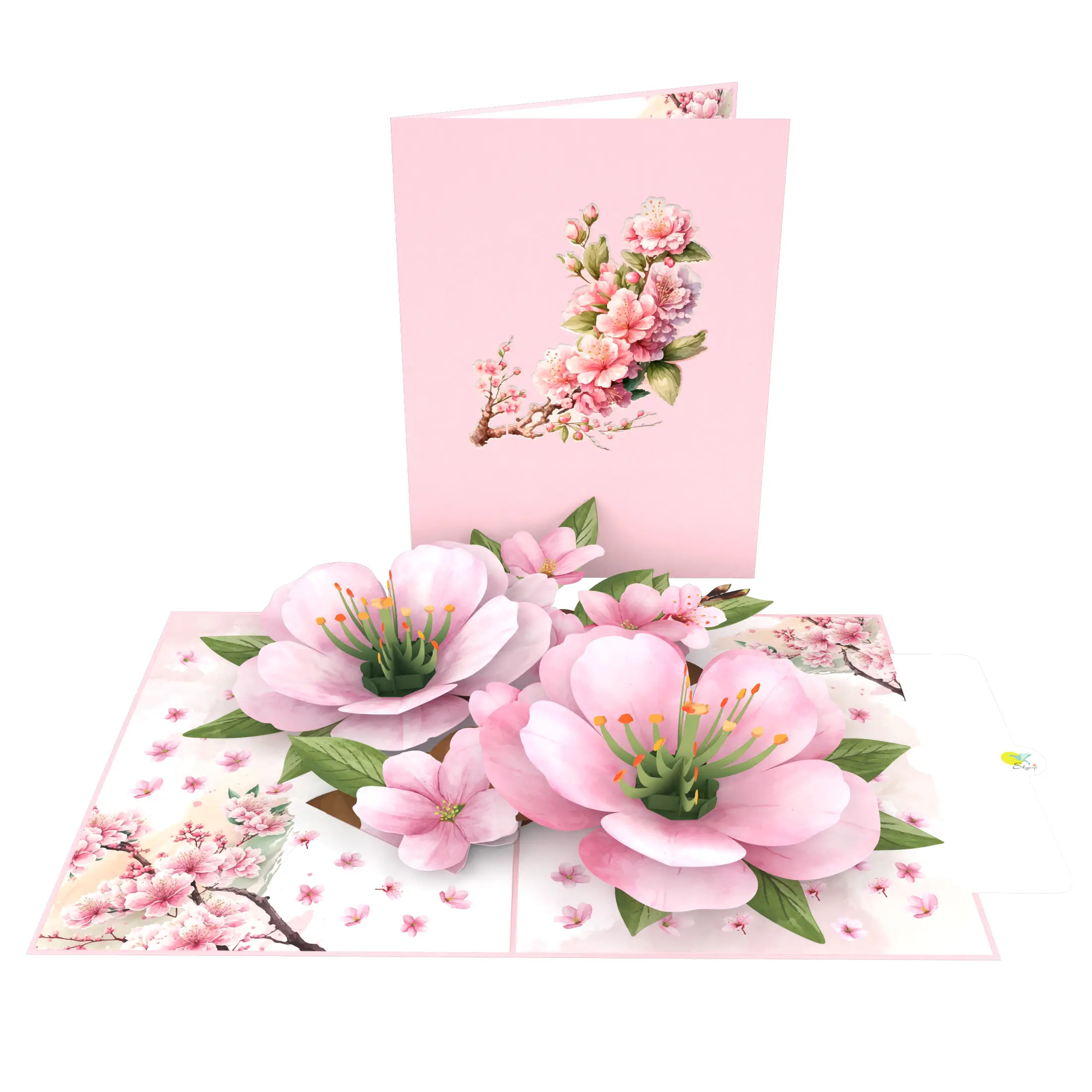 Cartão pop-up 3D para jardim de flores de cerejeira, cartão com significado para aniversário, aniversário, papel artesanal, corte a laser, popularidade de venda