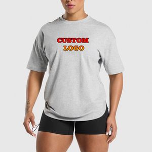 T-shirt 100% coton personnalisé de haute qualité pour femmes, épaule tombante régulière, appliques lourdes, respirant uni - Product Image 6